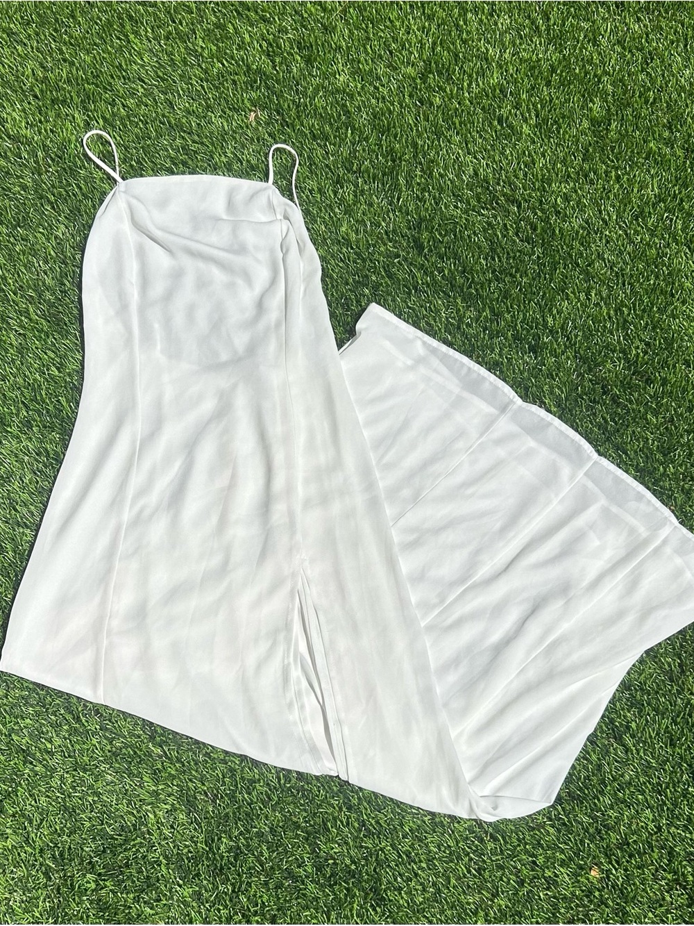 june & hudson White Slip Maxi Dress with Spaghetti Straps
